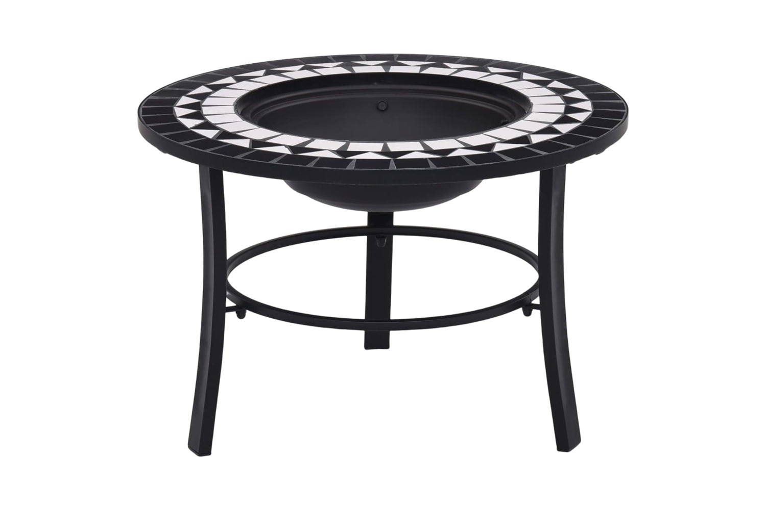 Vidaxl 46721 Vidaxl Mosaic Fire Pit Black And White 68cm Ceramic