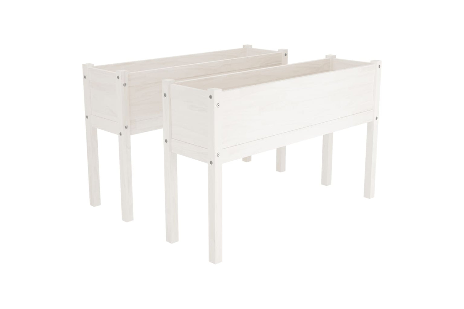 vidaXL 810832 Garden Planters 2 Pcs White 110x31x70cm Solid Pinewood