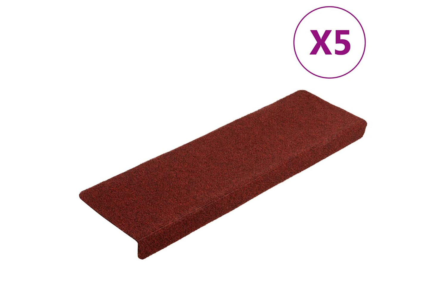 vidaXL Stair Mats 5 Pcs Bordeaux Red 65x21x4cm Needle Punch