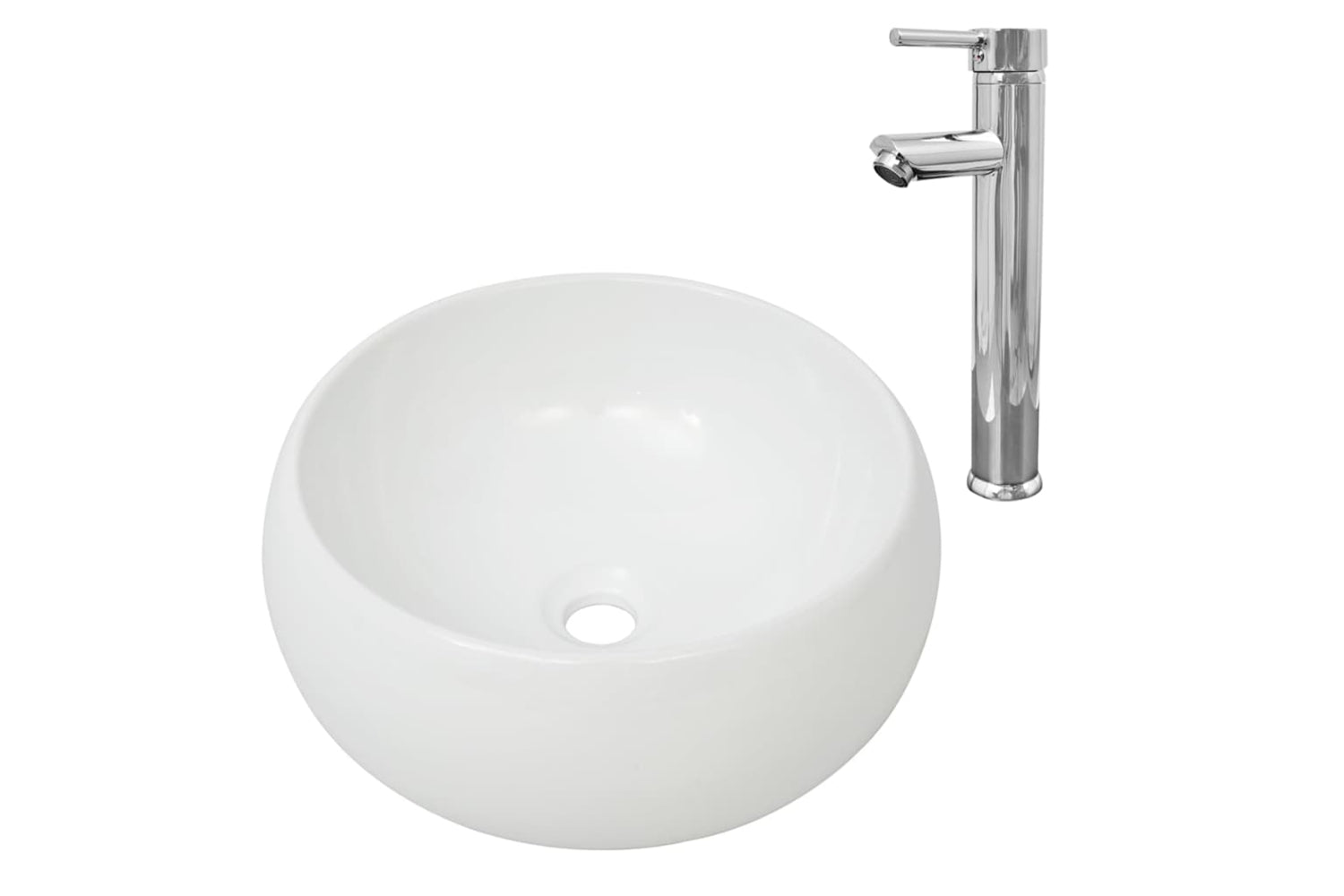 Vidaxl 275495 Bathroom Basin With Mixer Tap Ceramic Round White