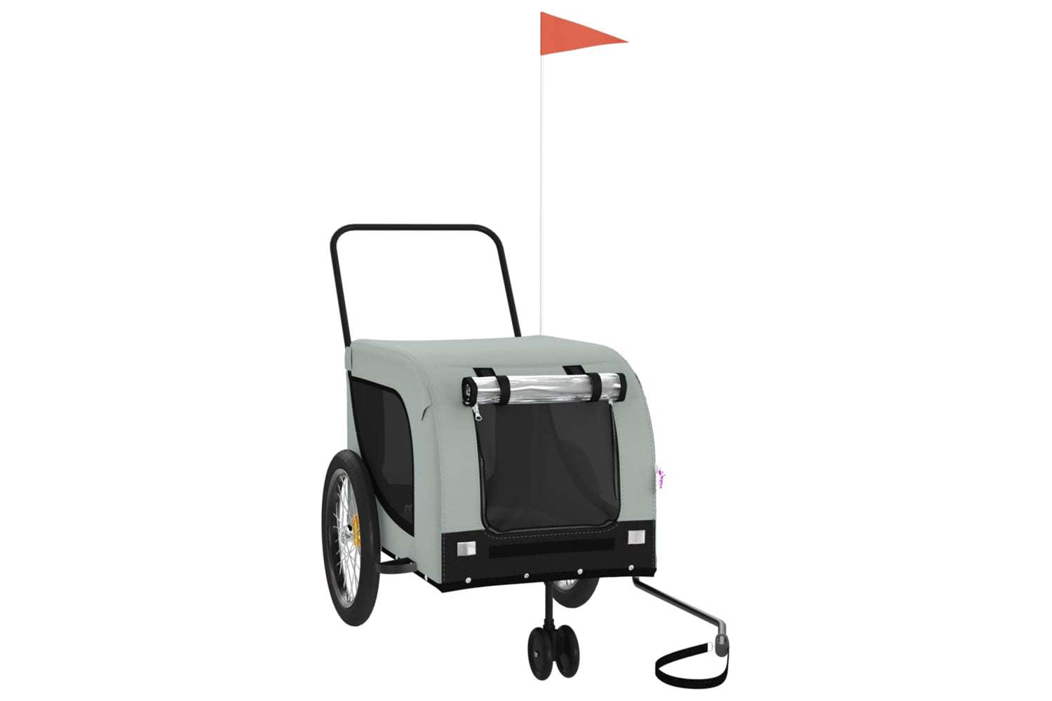 Vidaxl 94028 Pet Bike Trailer Grey And Black Oxford Fabric And Iron