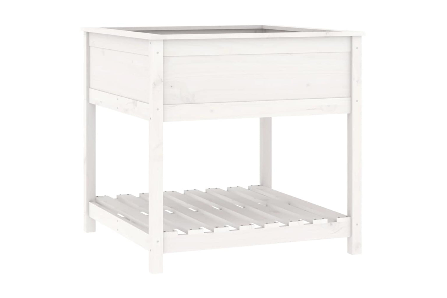 vidaXL 823795 Planter With Shelf White 82.5x82.5x81cm Solid Wood Pine