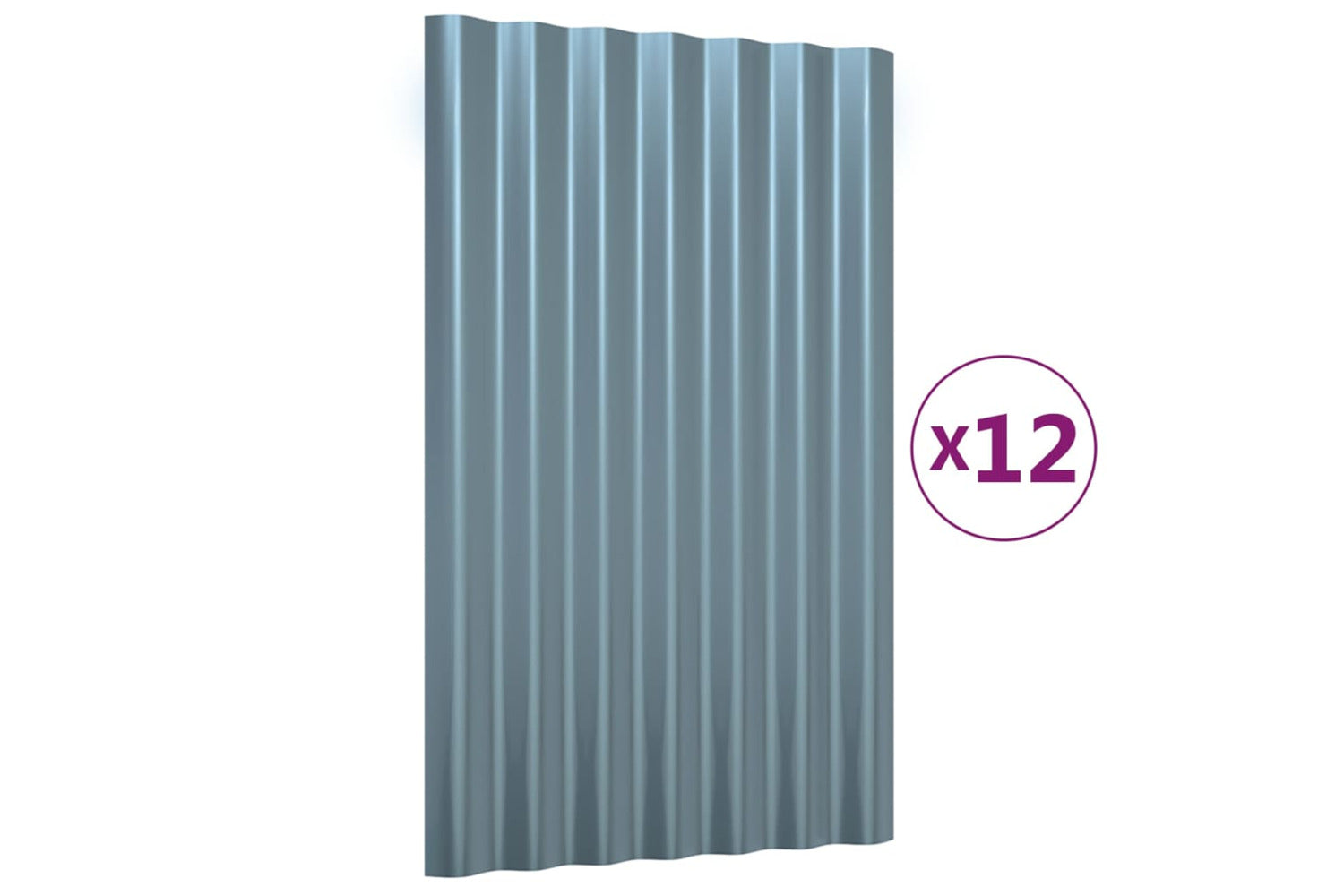 vidaXL 319124 Roof Panels 12 Pcs Powder-coated Steel Grey 60x36cm-2