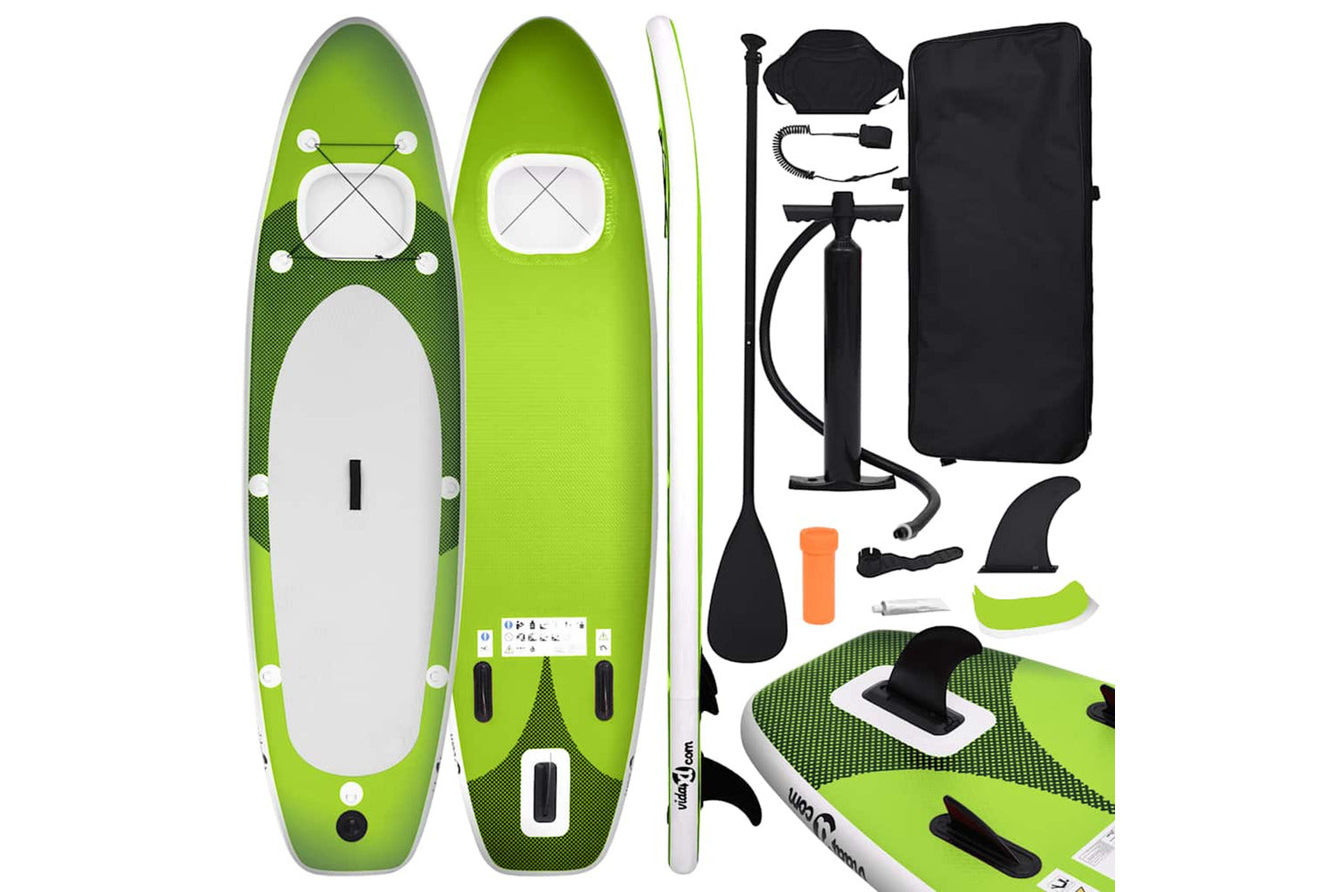 Vidaxl Inflatable Stand Up Paddle Board Set Green 330x76x10 Cm-2