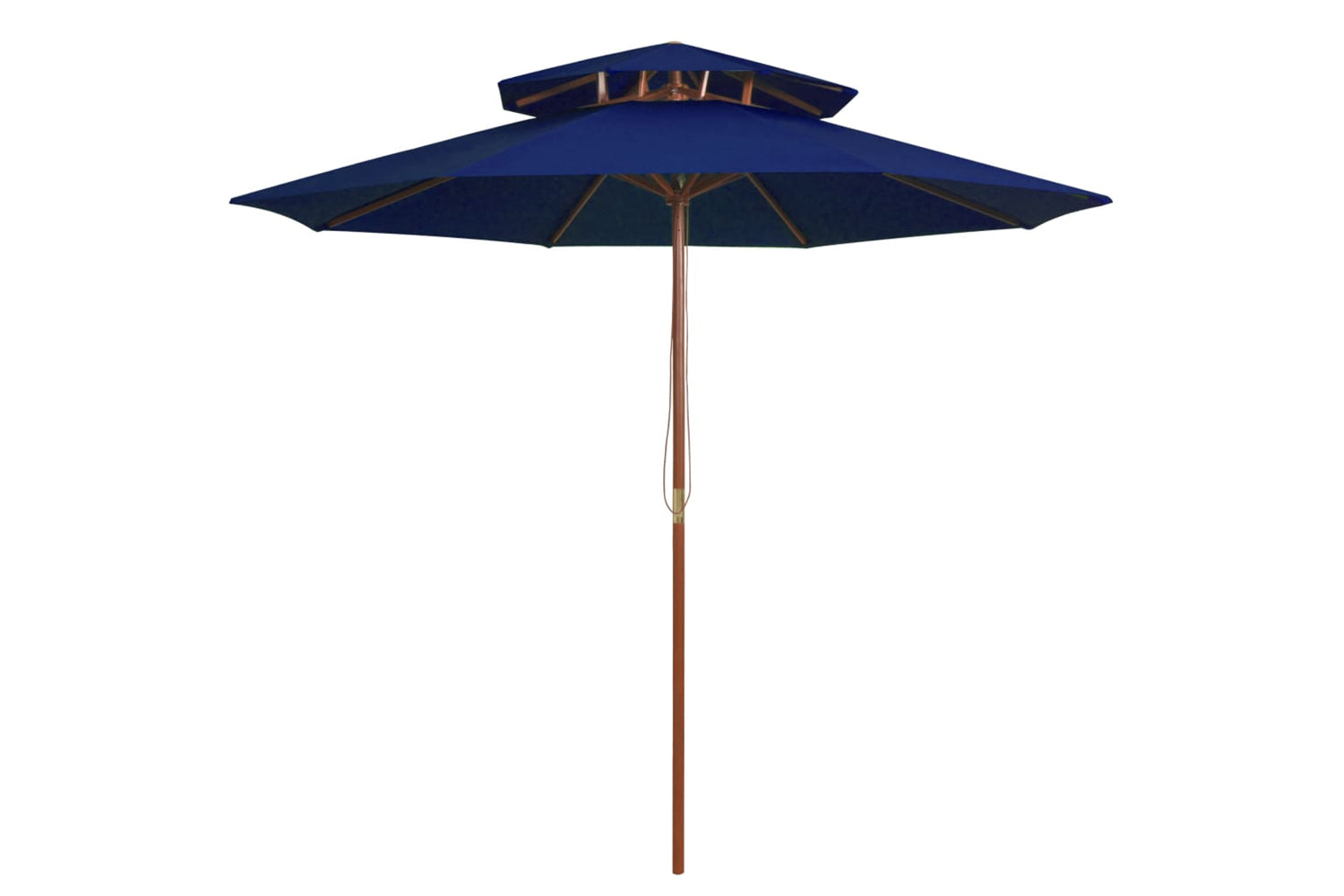vidaXL 313767 Double Decker Parasol With Wooden Pole Blue 270cm