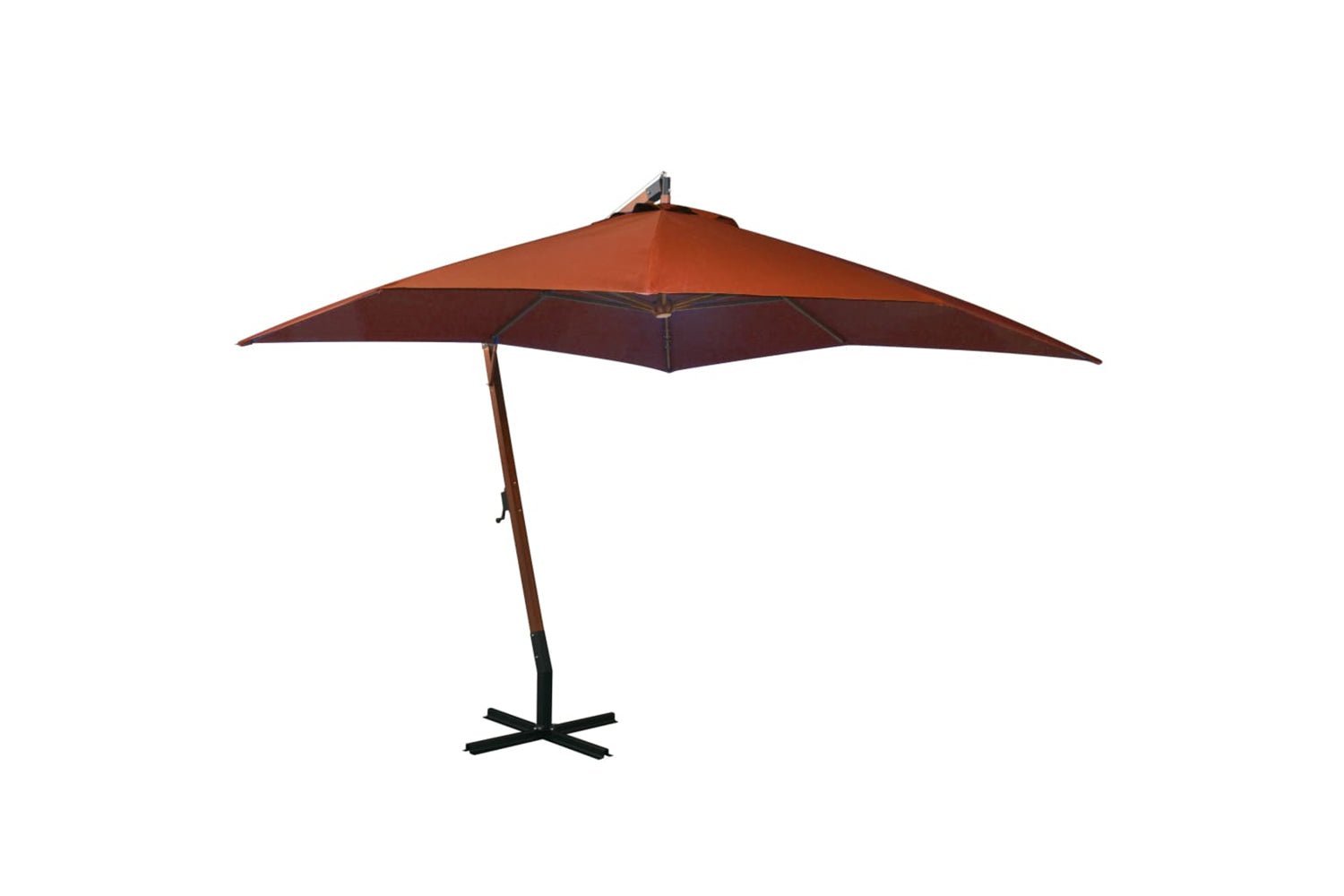 Vidaxl 313777 Hanging Parasol With Pole Terracotta 3x3 M Solid Fir Wood