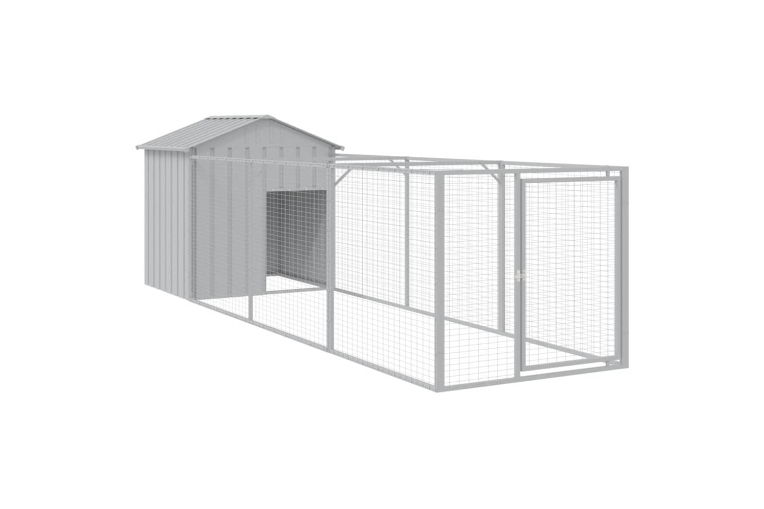 vidaXL 3189064 Dog House With Roof Light Grey 117x405x123cm Galvanised Steel