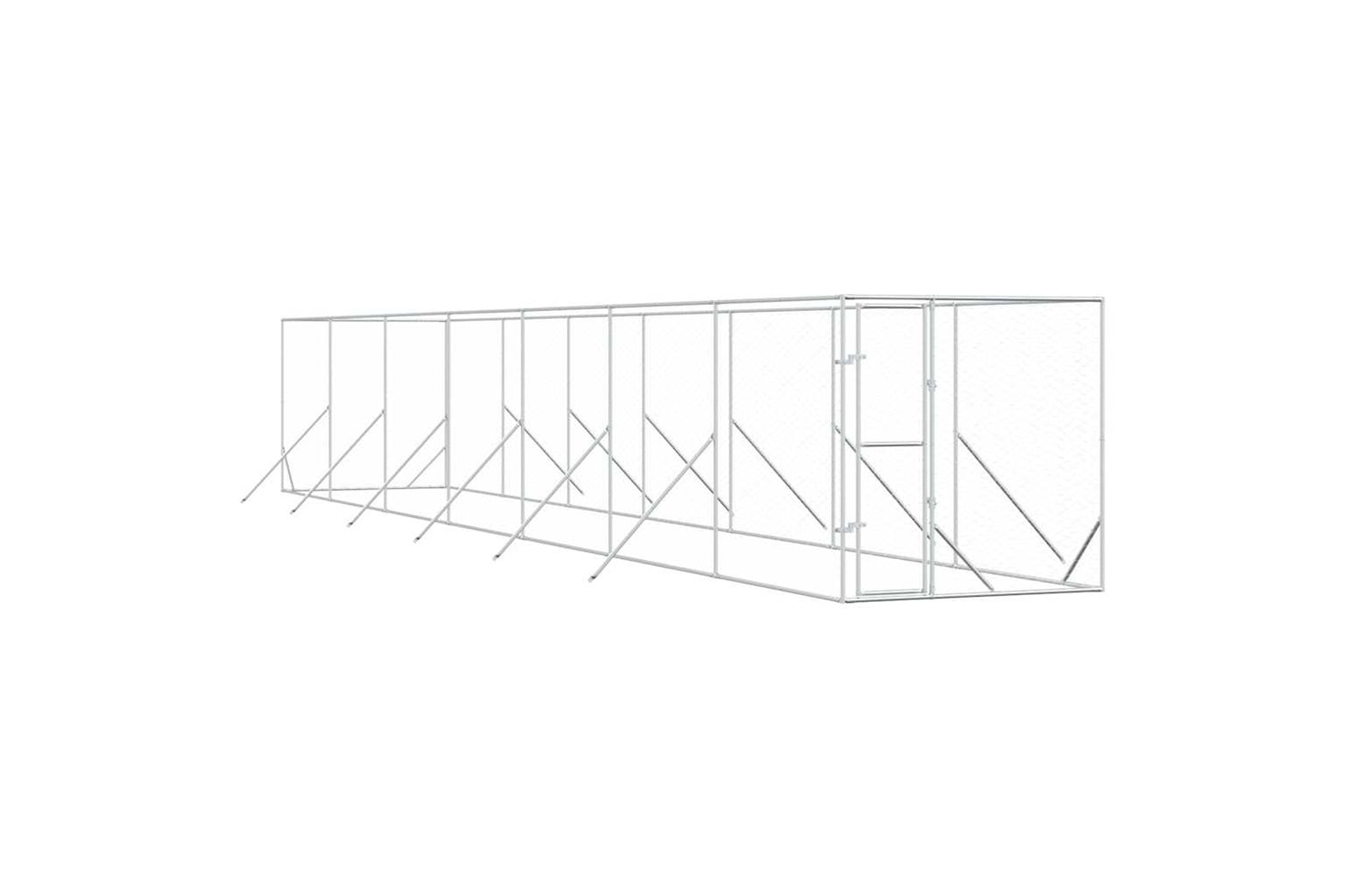 Vidaxl 3190454 Outdoor Dog Kennel Silver 2x14x2 M Galvanised Steel