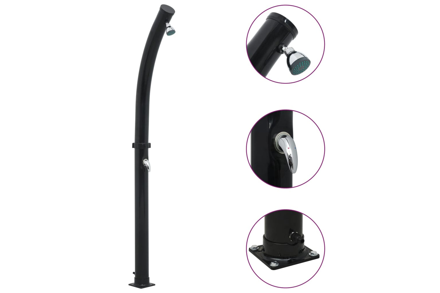 vidaXL 92311 Solar Shower Black 214cm 20 L