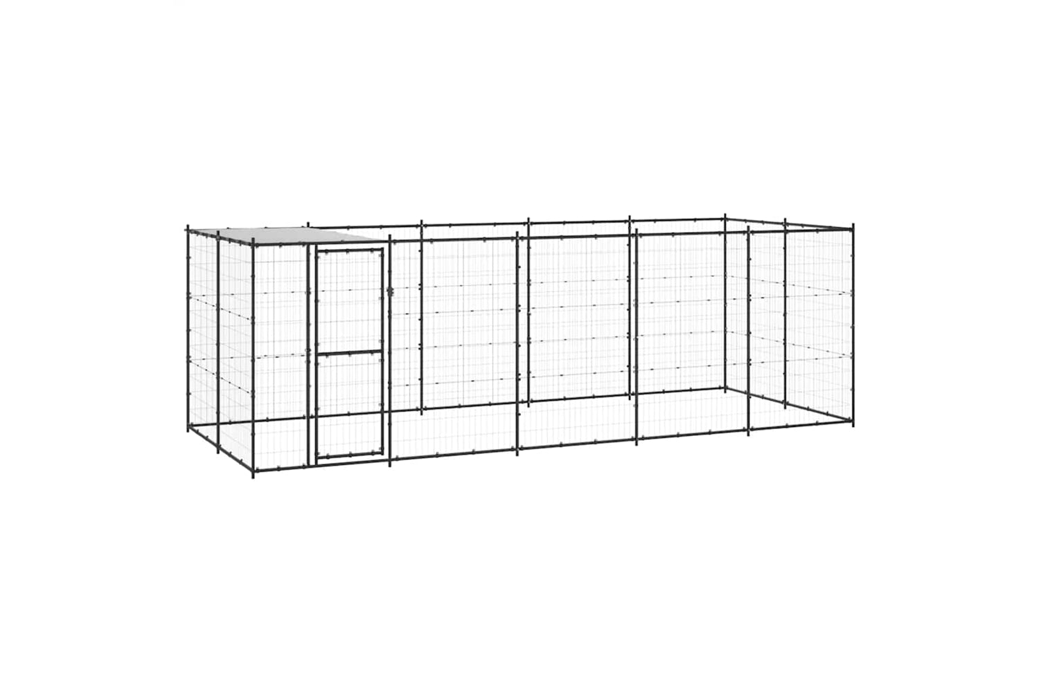 Vidaxl 3082294 Outdoor Dog Kennel Steel With Roof 12.1 M2