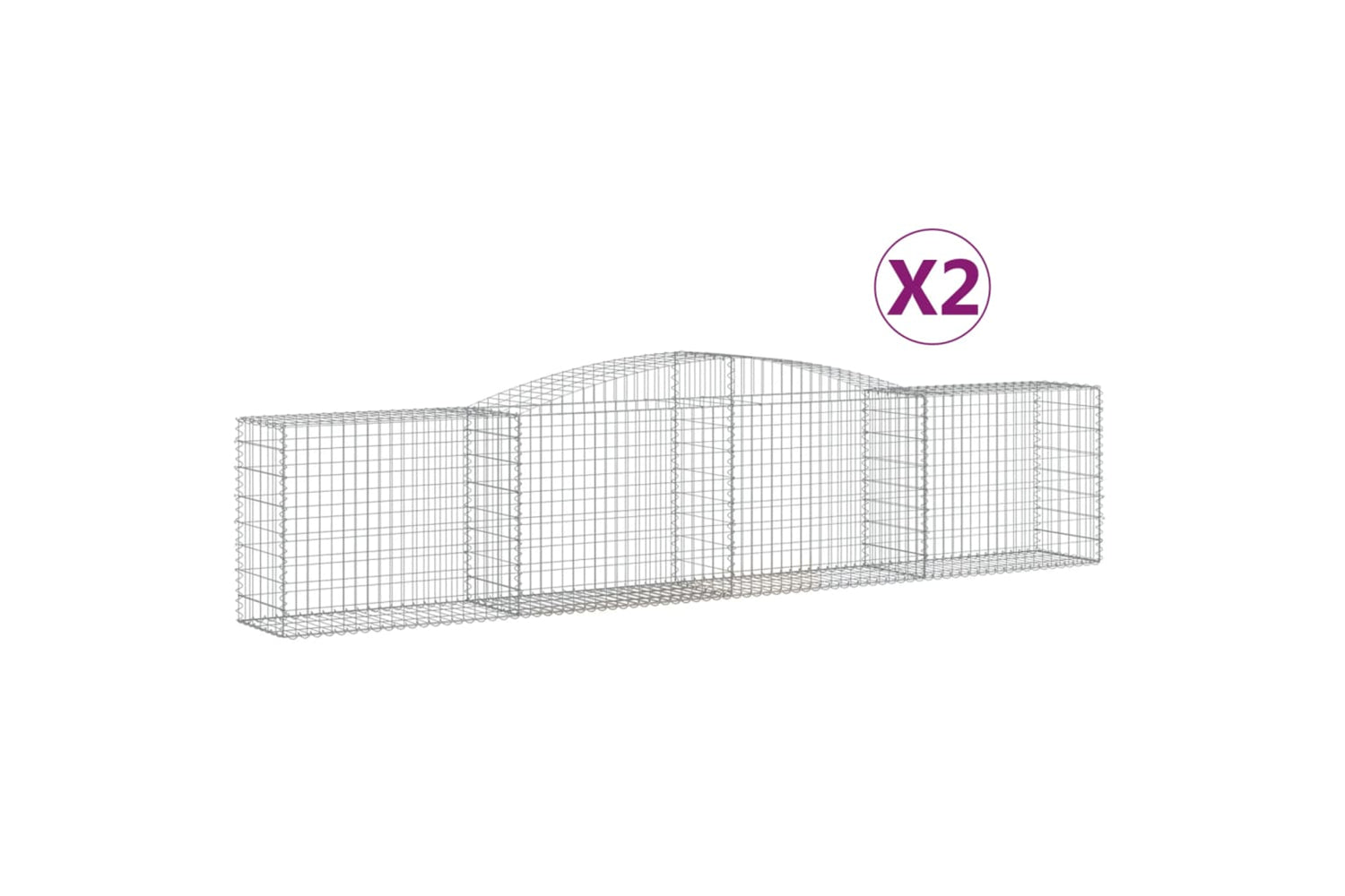 vidaXL 3146983 Arched Gabion Baskets 2 Pcs 400x50x80/100cm Galvanised Iron