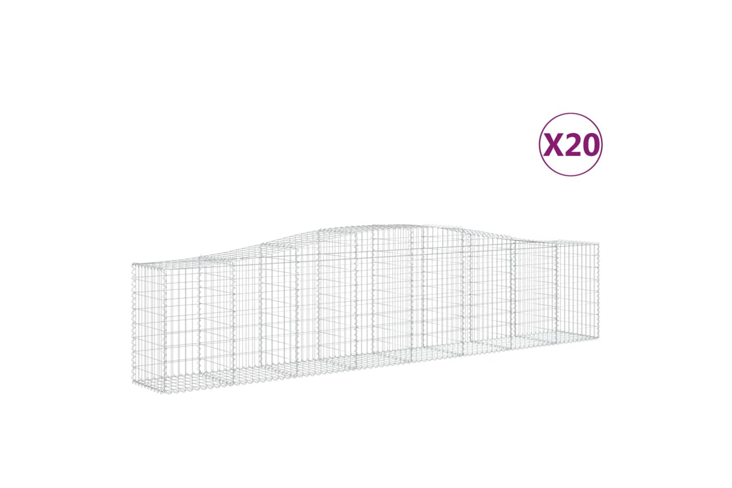 vidaXL 3145953 Arched Gabion Baskets 20 Pcs 400x50x80/100cm Galvanised Iron