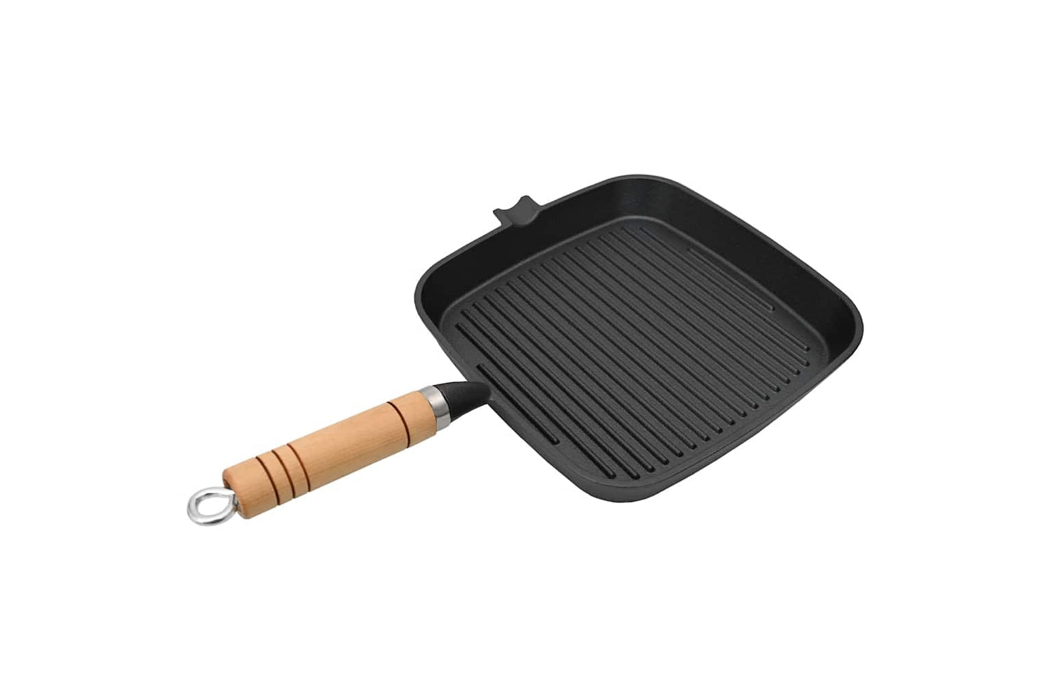 vidaXL 50125 Grill Pan With Wooden Handle Cast Iron 20x20cm