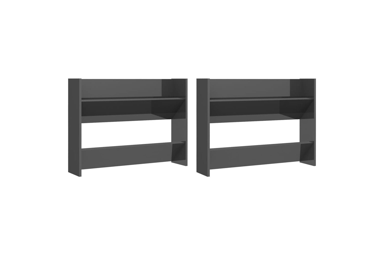 vidaXL 806758 Wall Shoe Cabinets 2 Pcs High Gloss Grey 80x18x60cm Engineered Wood