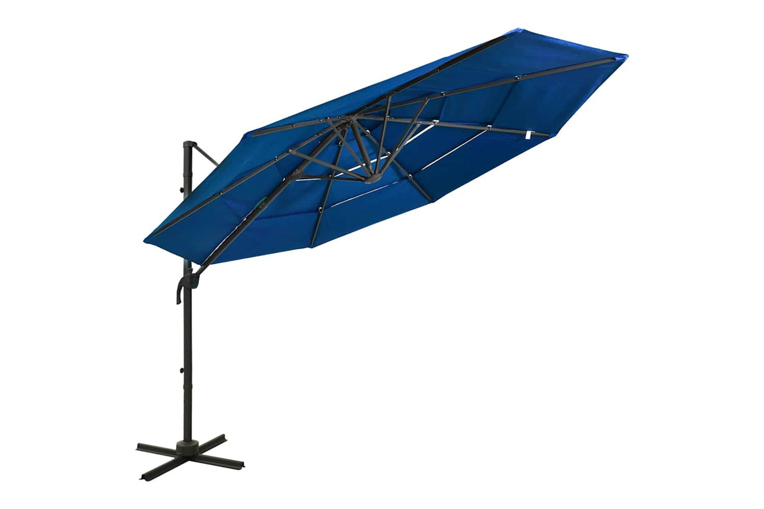 Vidaxl 313835 4-tier Parasol With Aluminium Pole Azure Blue 3x3 M
