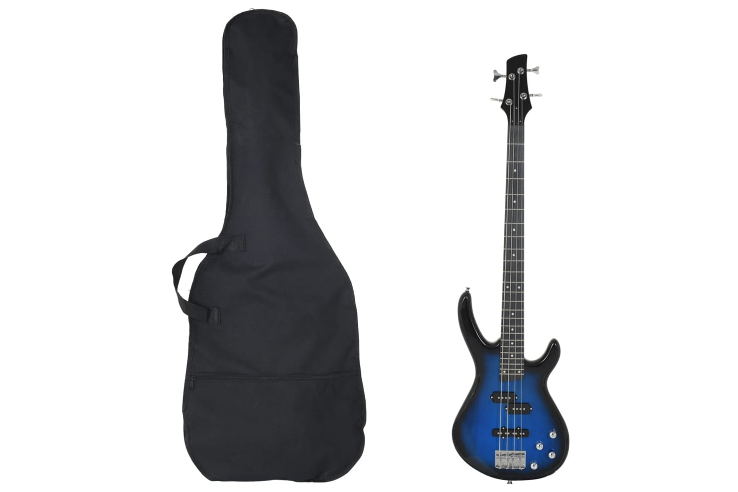 vidaXL 70182 Electric Bass Guitar For Beginner With Bag Blue And Black 4/4 46