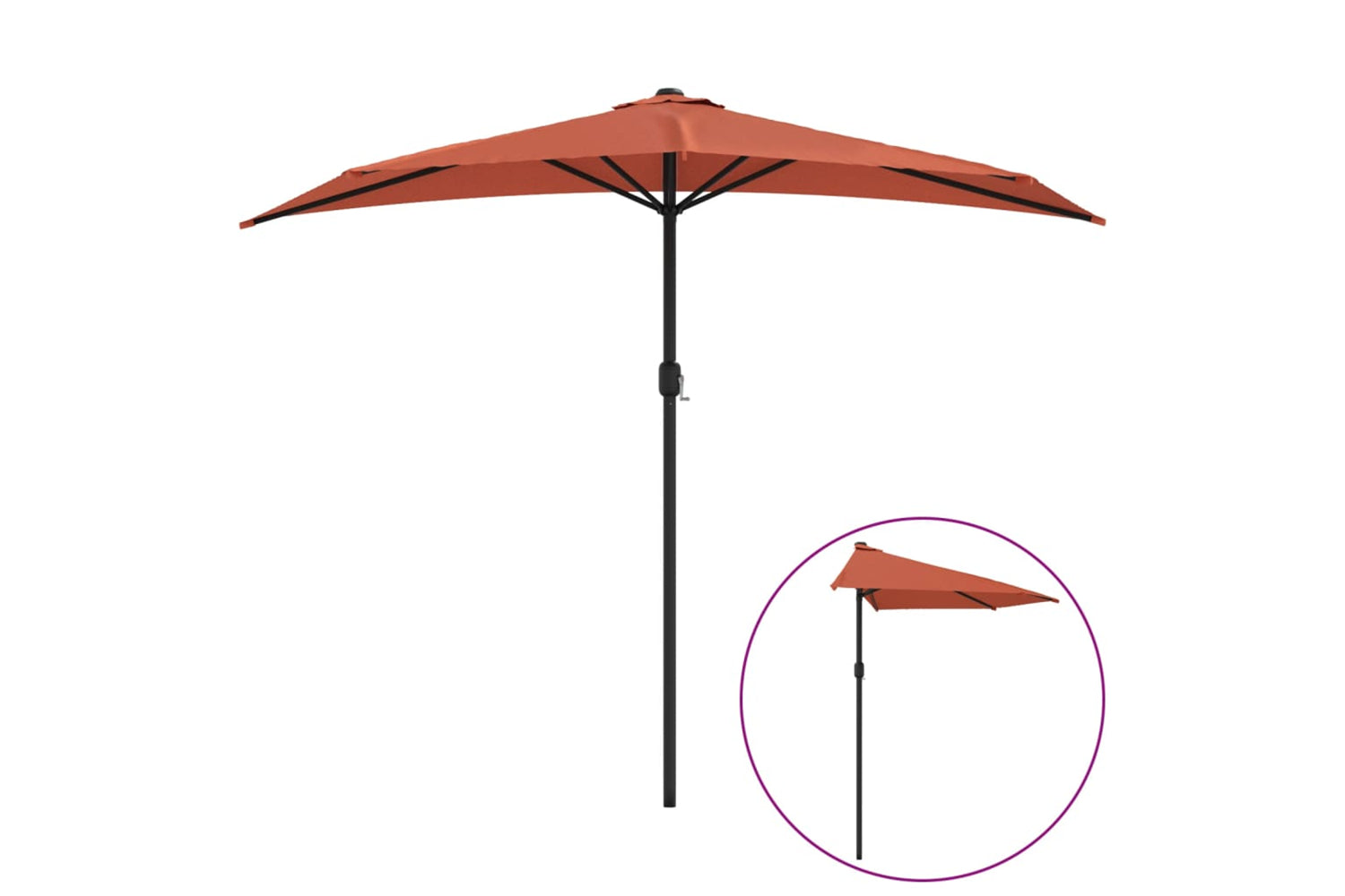 vidaXL 312499 Balcony Parasol With Aluminium Pole Terracotta 270x144x222cm Half