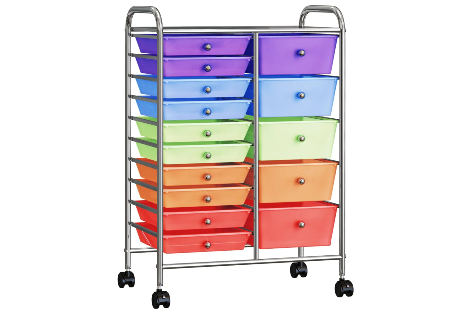 Vidaxl 320410 Xxl 15-drawer Mobile Storage Trolley Multicolour Plastic