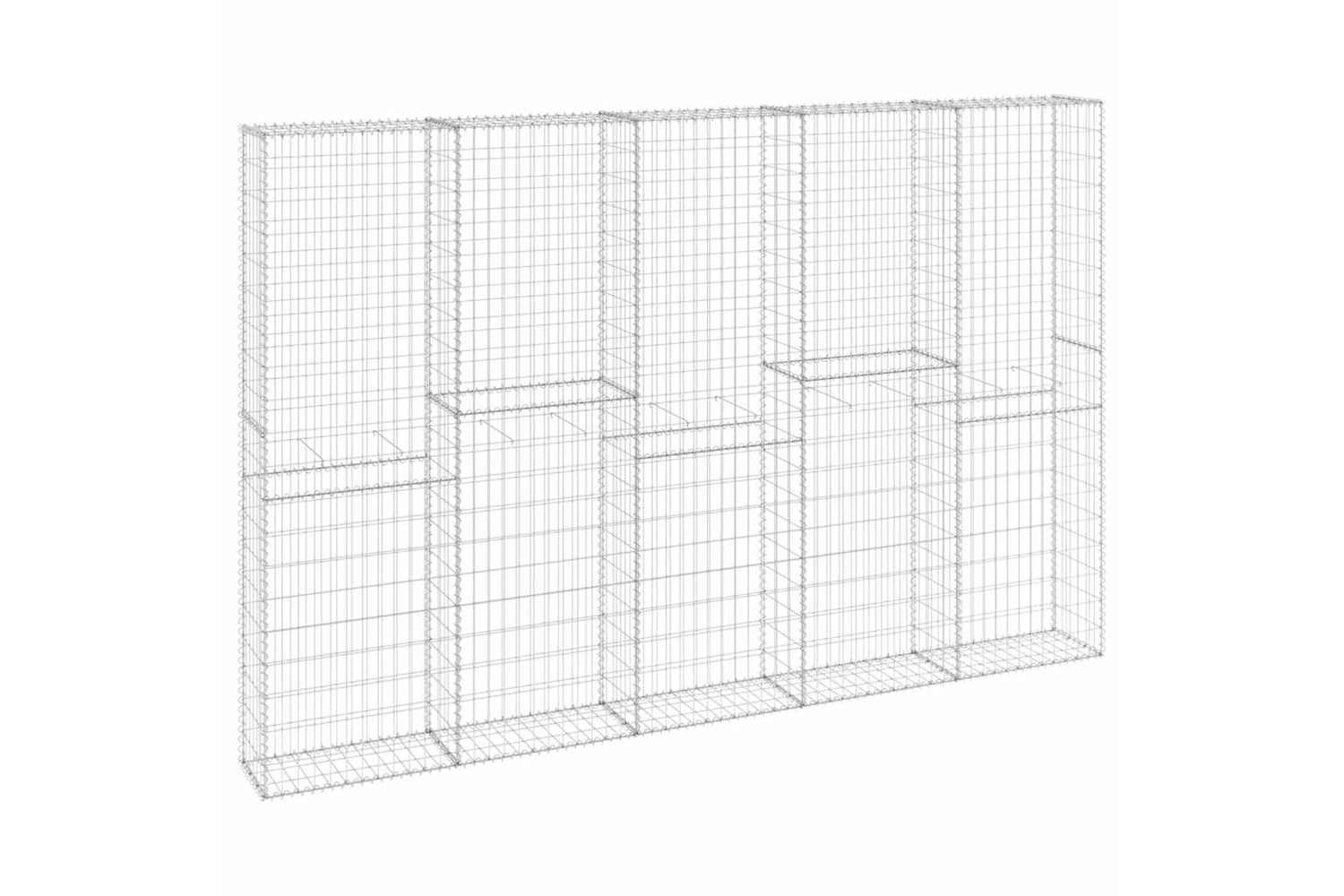 vidaXL 147823 Gabion Wall With Covers Galvanised Steel 300x30x200cm