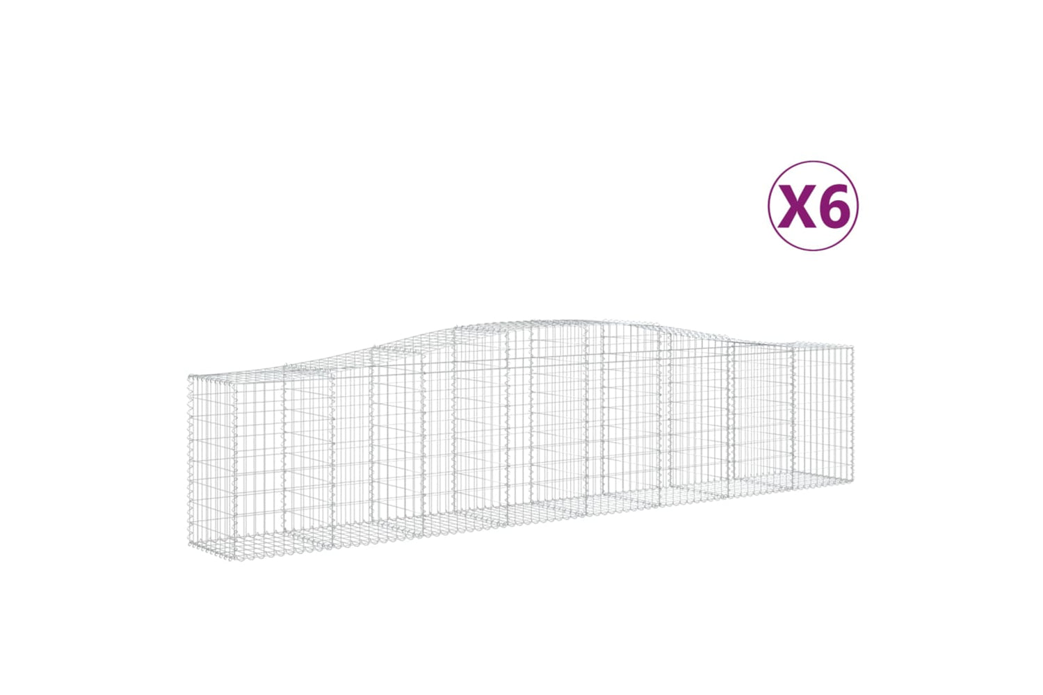 vidaXL 3145947 Arched Gabion Baskets 6 Pcs 400x50x80/100cm Galvanised Iron