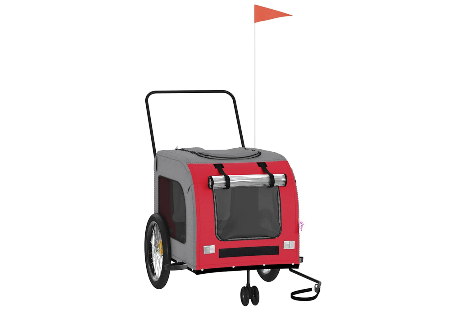 Vidaxl 93859 Pet Bike Trailer Red And Grey Oxford Fabric And Iron