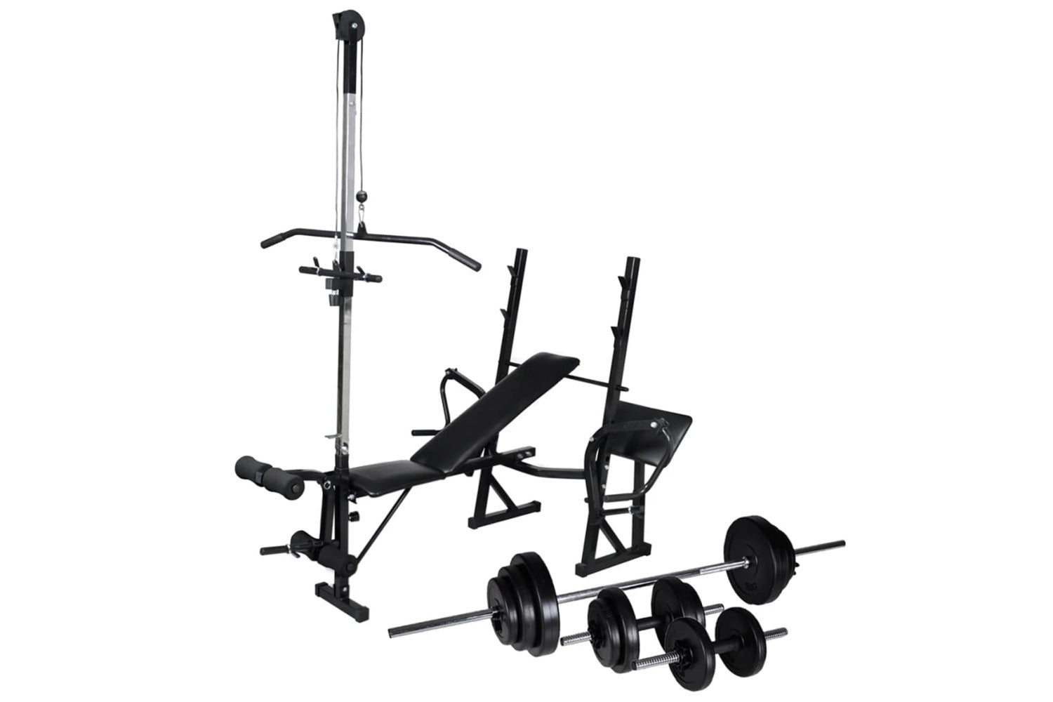 Vidaxl 275365 Workout Bench With Weight Rack, Barbell And Dumbbell Set 30.5kg-2