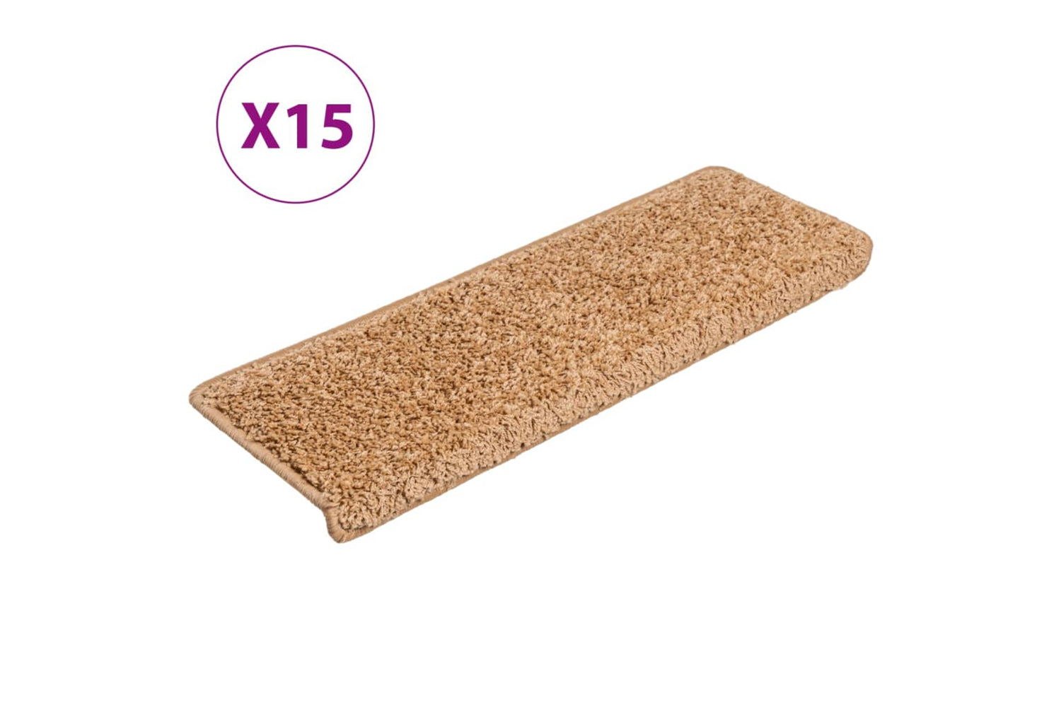 vidaXL Carpet Stair Treads 15 Pcs 65x21x4cm Beige
