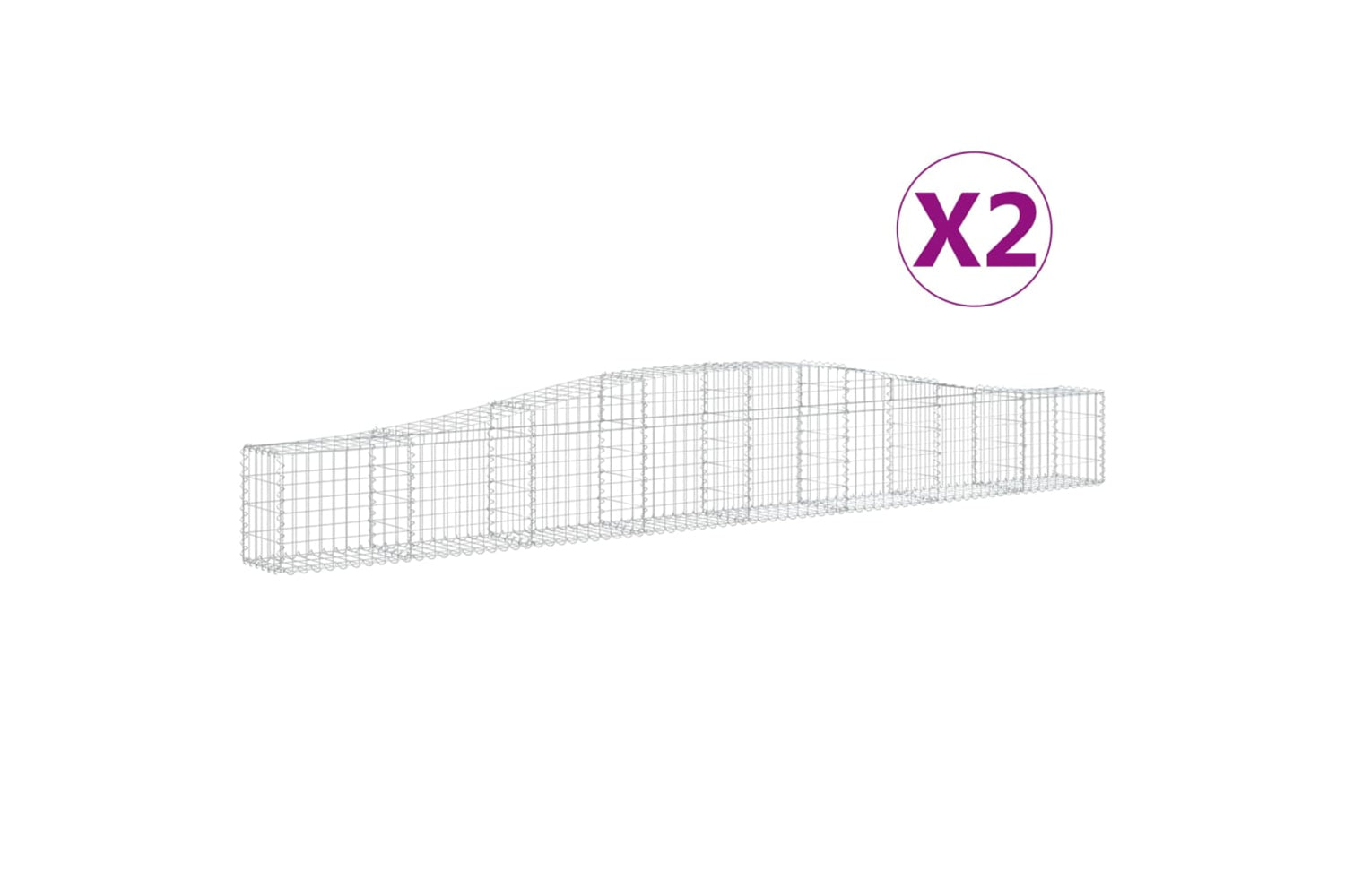 vidaXL 3145787 Arched Gabion Baskets 2 Pcs 400x30x40/60cm Galvanised Iron