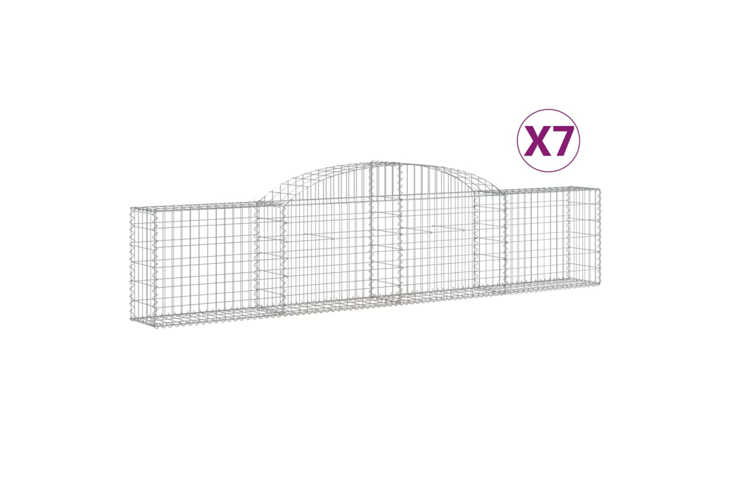 vidaXL 3146490 Arched Gabion Baskets 7 Pcs 300x30x60/80cm Galvanised Iron