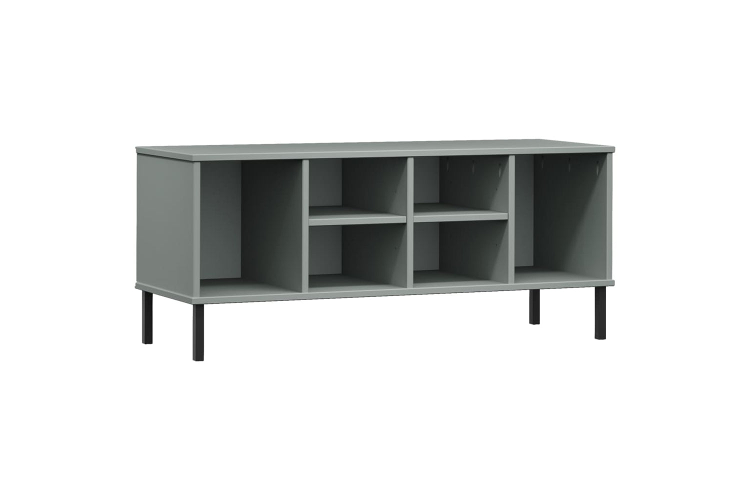 vidaXL 350995 Shoe Rack With Metal Legs Grey 106x35x45cm Solid Wood Oslo