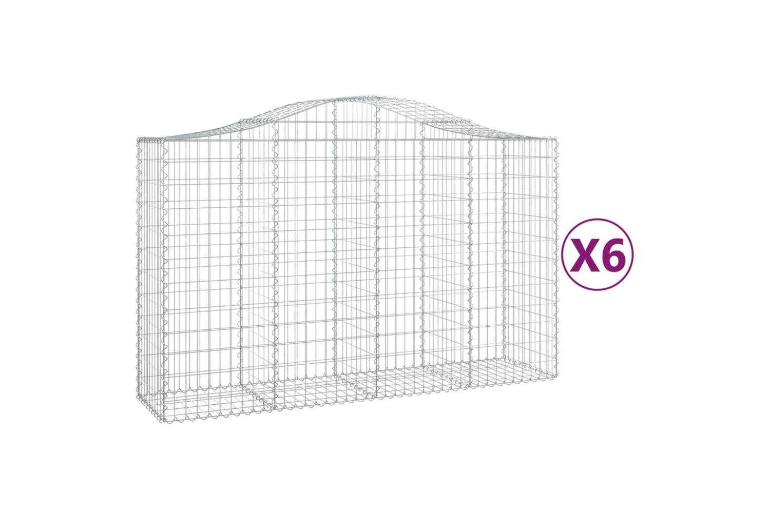 vidaXL 3145665 Arched Gabion Baskets 6 Pcs 200x50x120/140cm Galvanised Iron