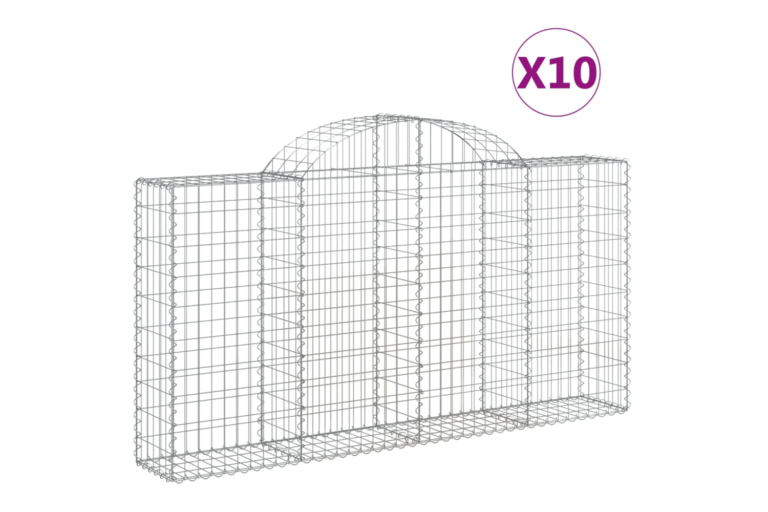 vidaXL 3146118 Arched Gabion Baskets 10 Pcs 200x30x100/120cm Galvanised Iron
