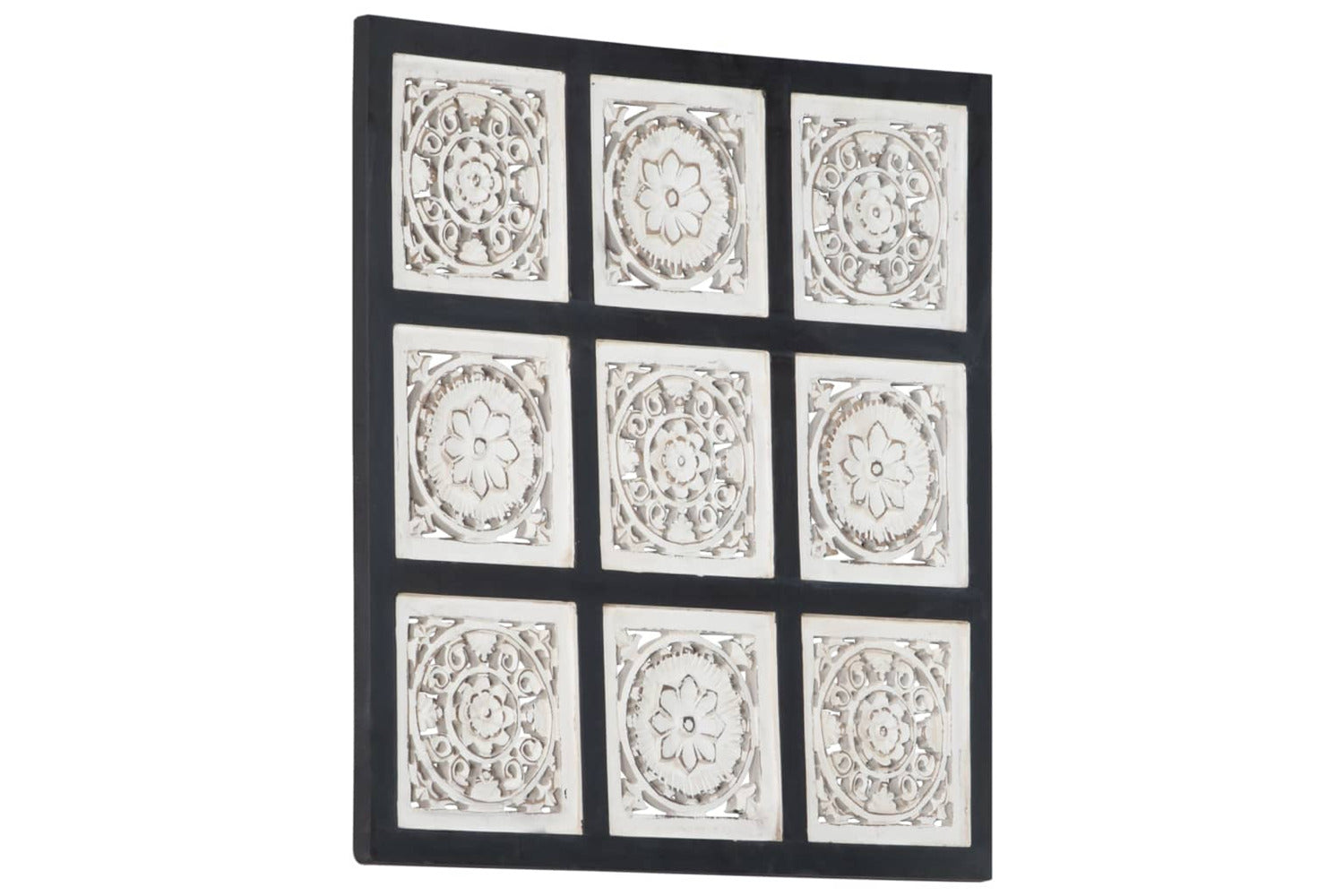 vidaXL 321657 Hand-carved Wall Panel Mdf 60x60x1.5cm Black And White-2