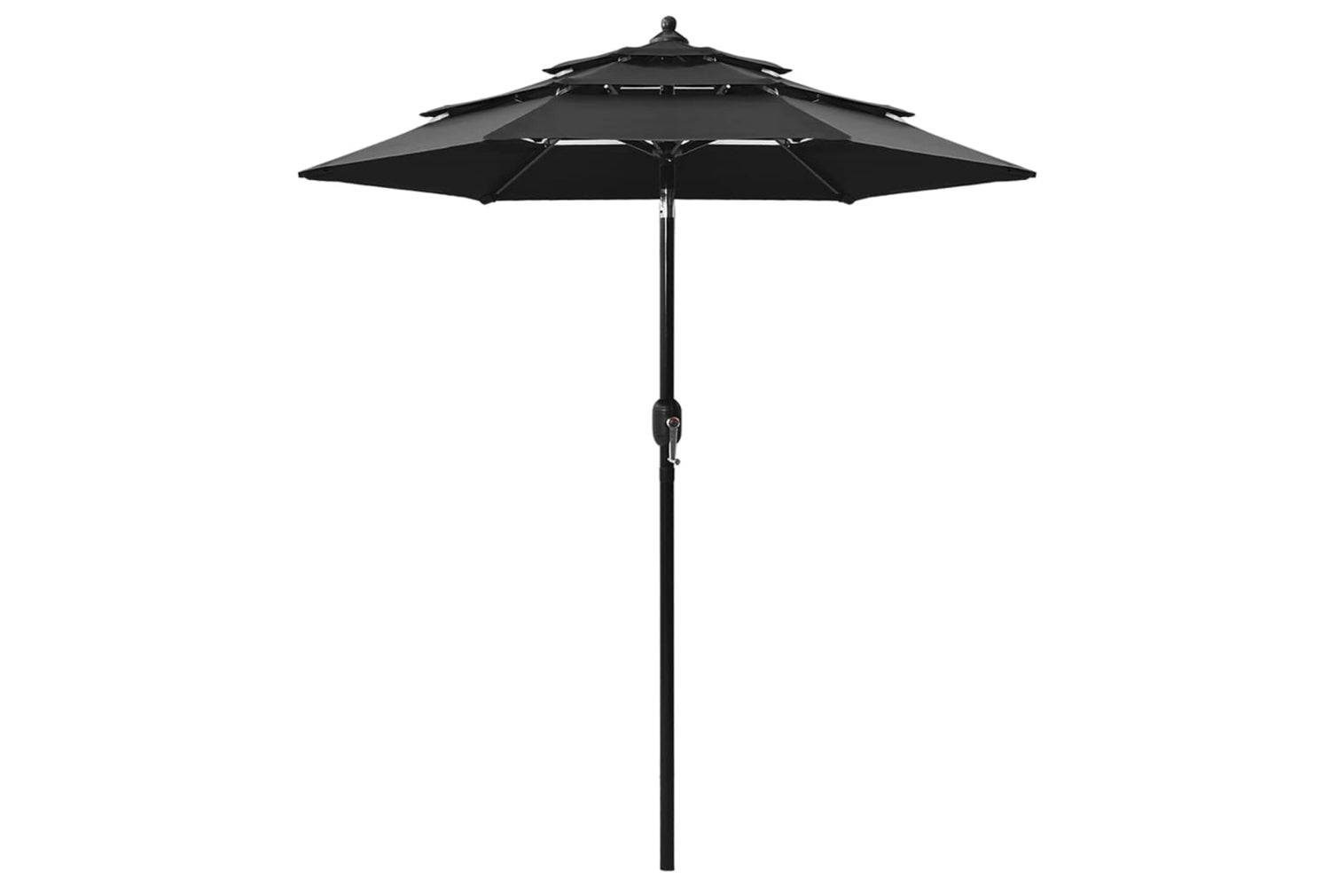 Vidaxl 313858 3-tier Parasol With Aluminium Pole Black 2 M