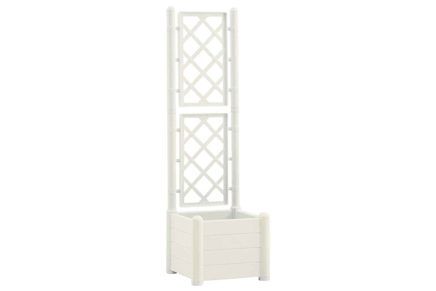 vidaXL 313979 Garden Planter With Trellis 43x43x142cm Pp White