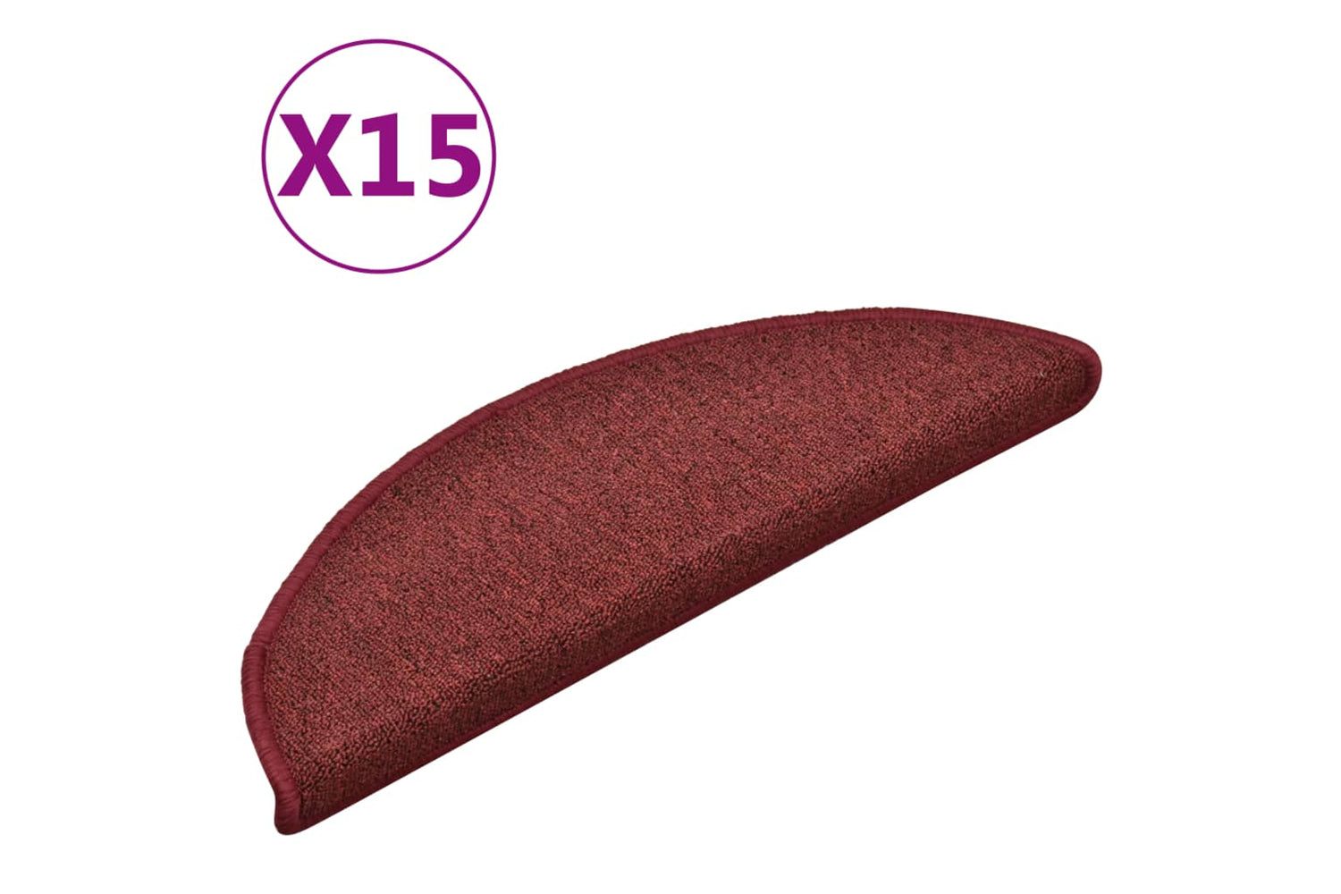 vidaXL 322372 Carpet Stair Treads 15 Pcs Red 56x17x3cm