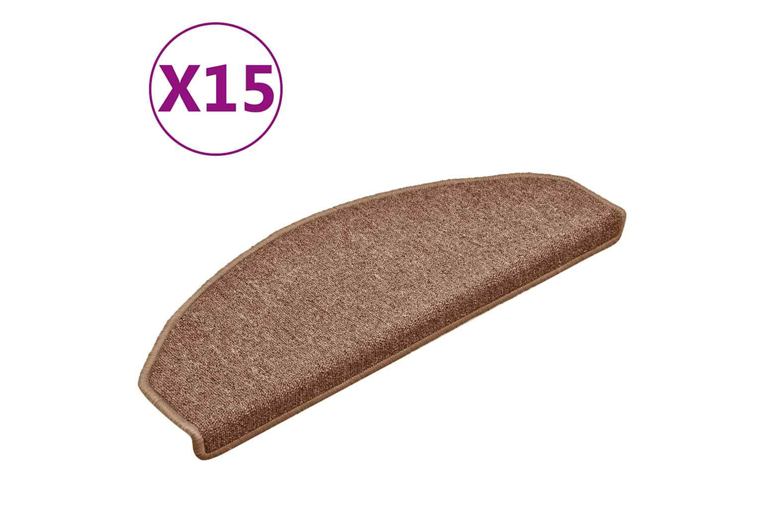 vidaXL 322367 Carpet Stair Treads 15 Pcs Brown 65x24x4cm