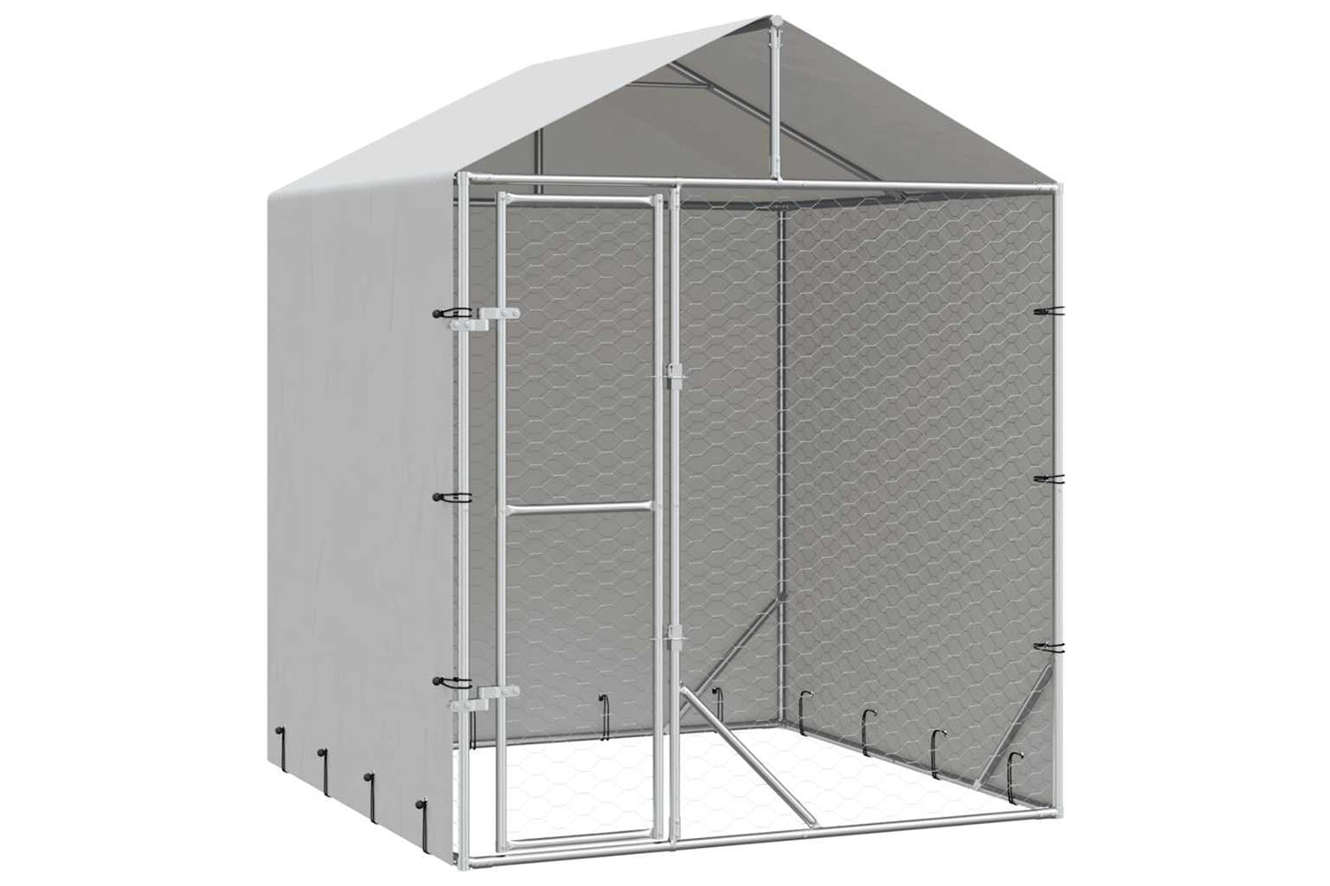 Vidaxl Outdoor Dog Kennel With Roof Silver 2x2x2.5 M Galvanised Steel