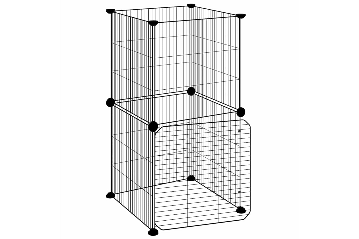 vidaXL 3114035 8-panel Pet Cage With Door Black 35x35cm Steel