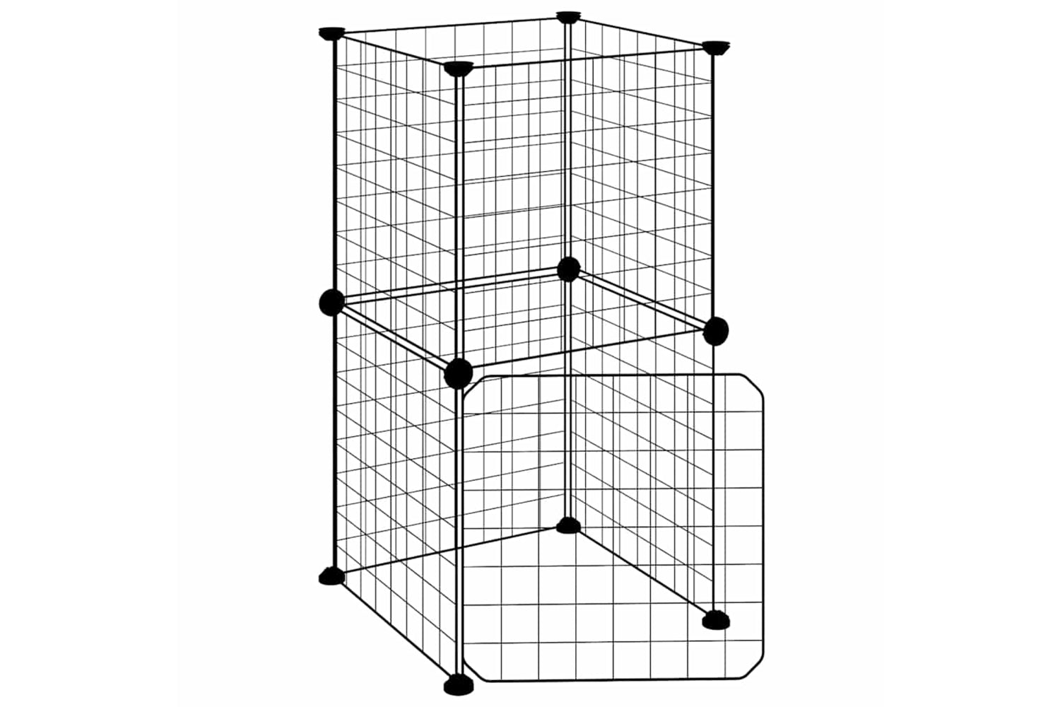 vidaXL 3114032 8-panel Pet Cage With Door Black 35x35cm Steel