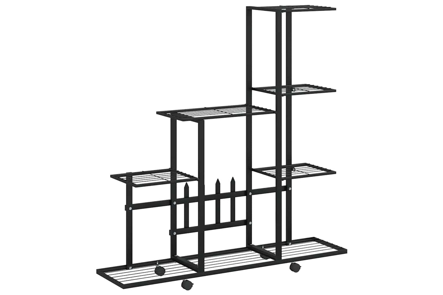 vidaXL 336114 Flower Stand With Wheel 94.5x25x92.5cm Black Metal