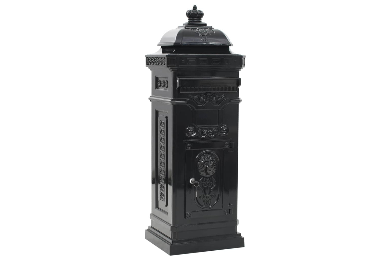 Vidaxl 43888 Pillar Letterbox Aluminium Vintage Style Rustproof Black