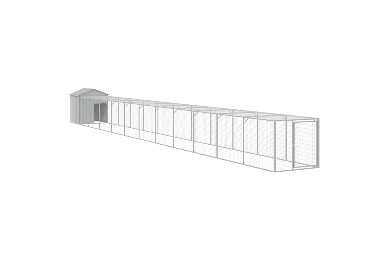 vidaXL 3189078 Chicken Cage With Run Light Grey 117x1221x123cm Galvanised Steel