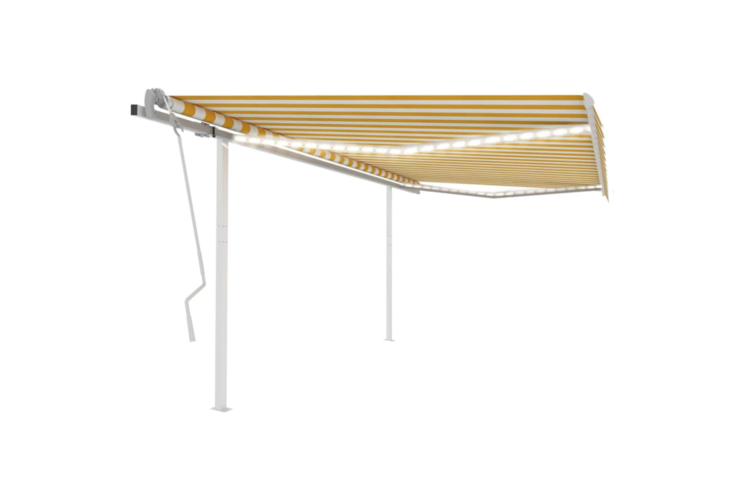 Vidaxl 3070023 Manual Retractable Awning With Led 4x3.5 M Yellow And White