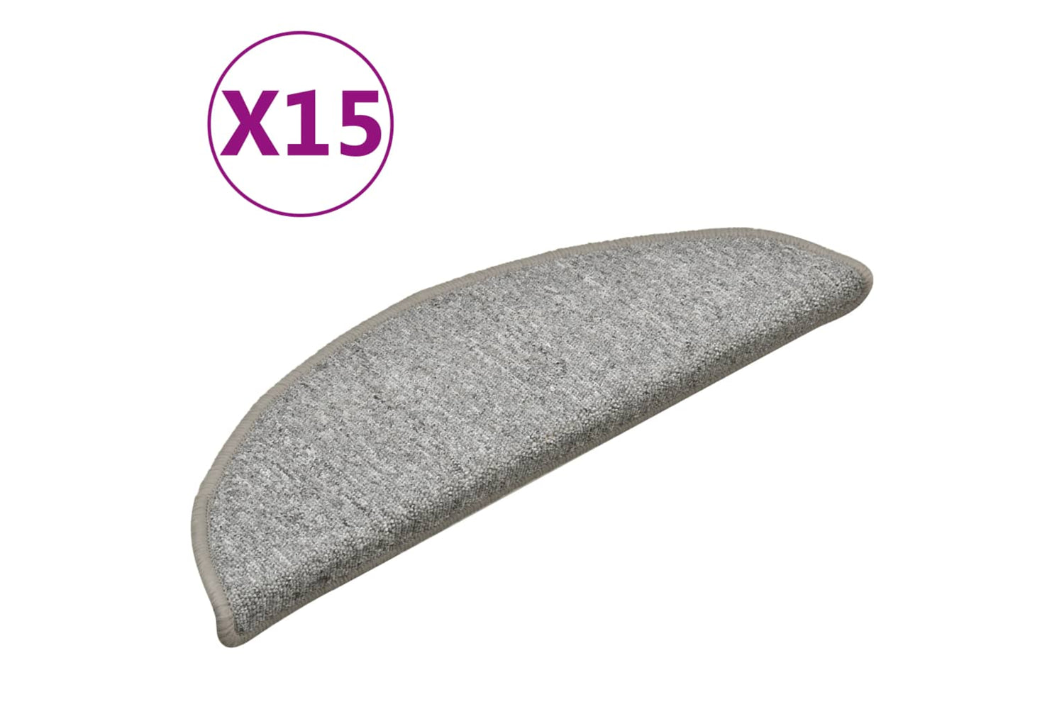 vidaXL 322370 Carpet Stair Treads 15 Pcs Light Grey 56x17x3cm