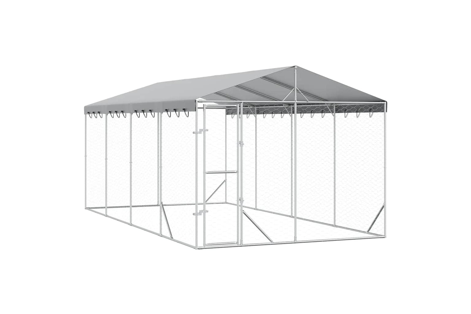Vidaxl 3190488 Outdoor Dog Kennel With Roof Silver 3x6x2.5 M Galvanised Steel