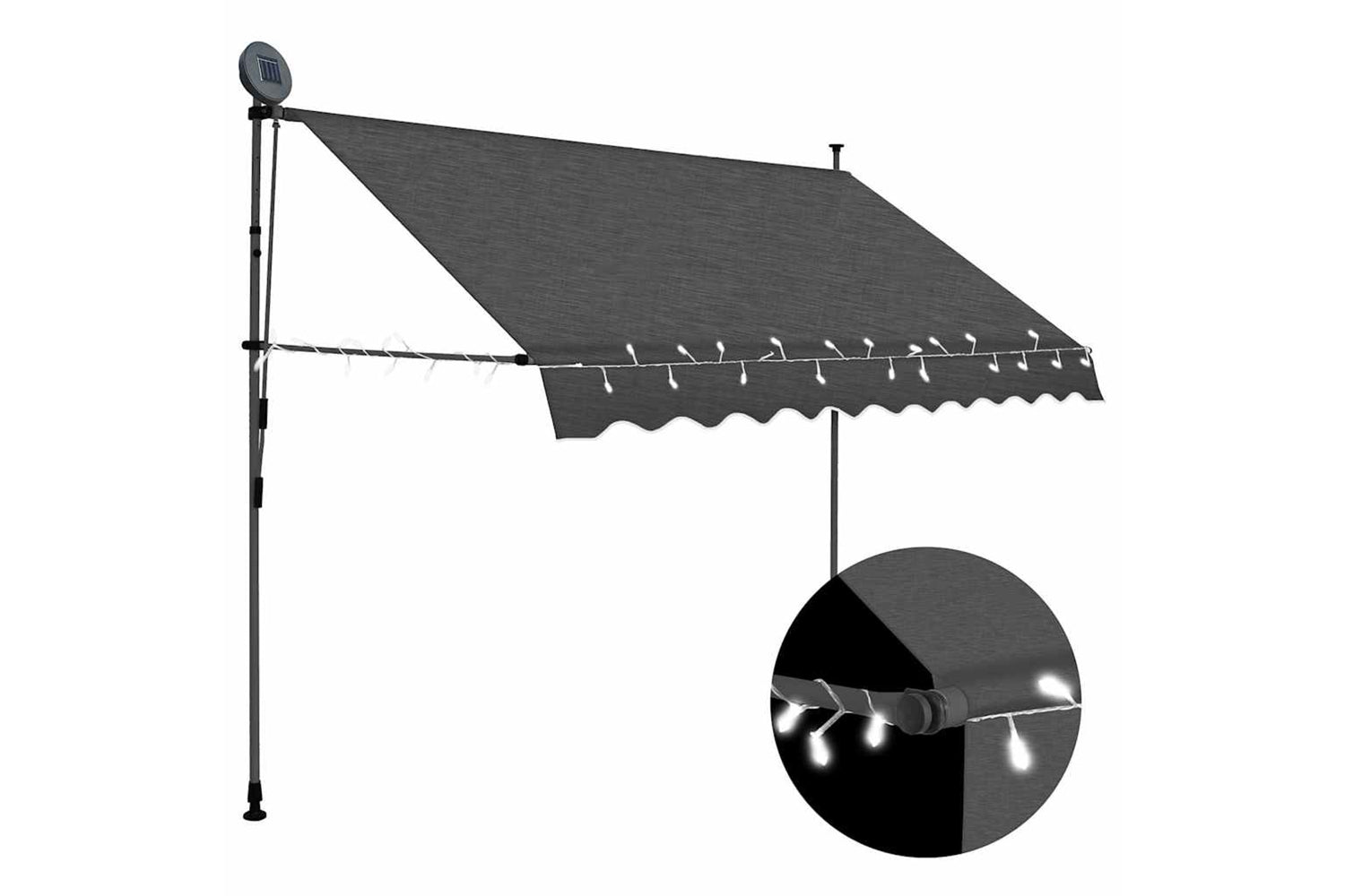 vidaXL 145865 Manual Retractable Awning With Led 250cm Anthracite