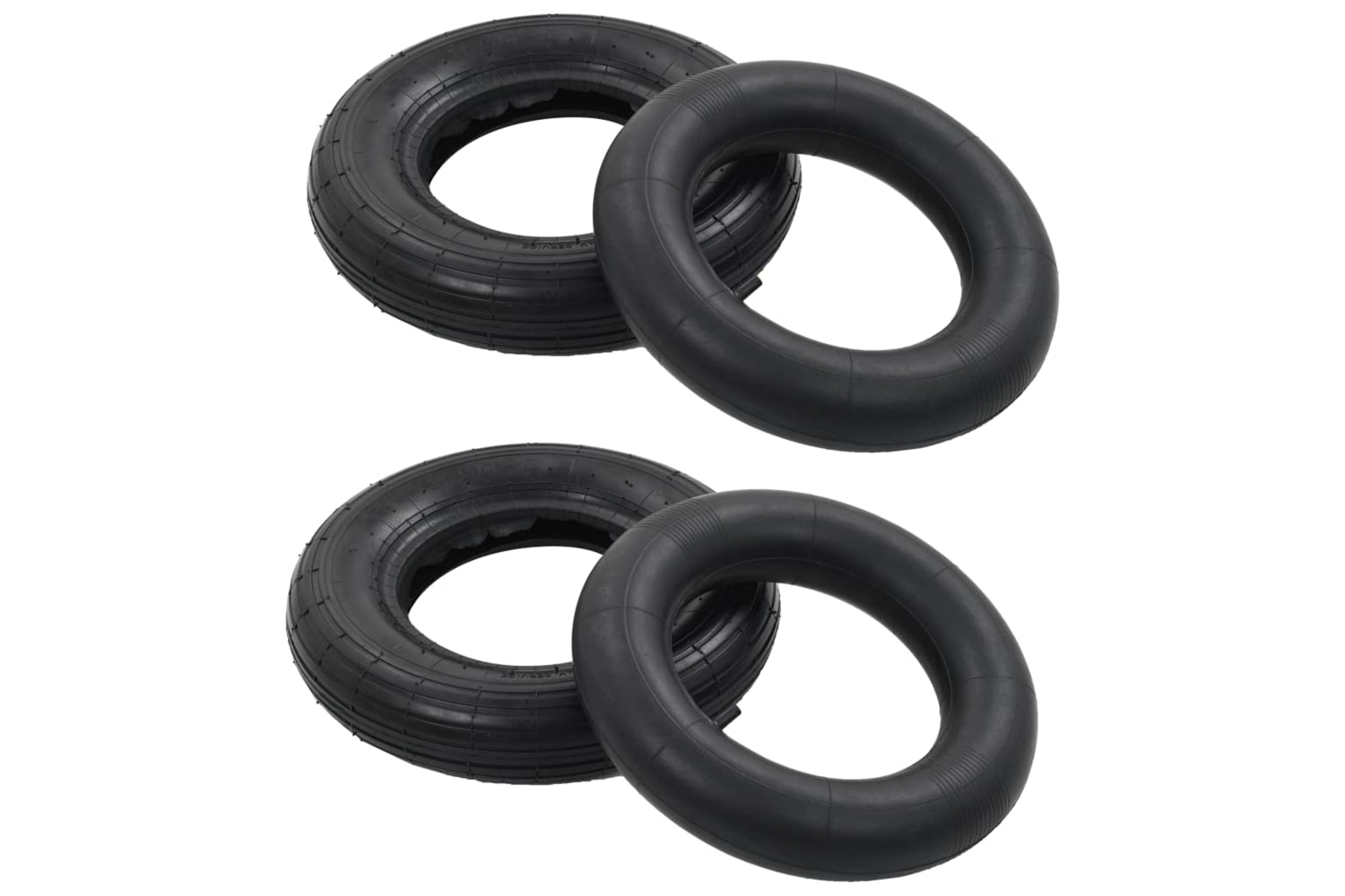 Vidaxl 145272 4 Piece Wheelbarrow Tire And Inner Tube Set 3.50-8 4pr Rubber