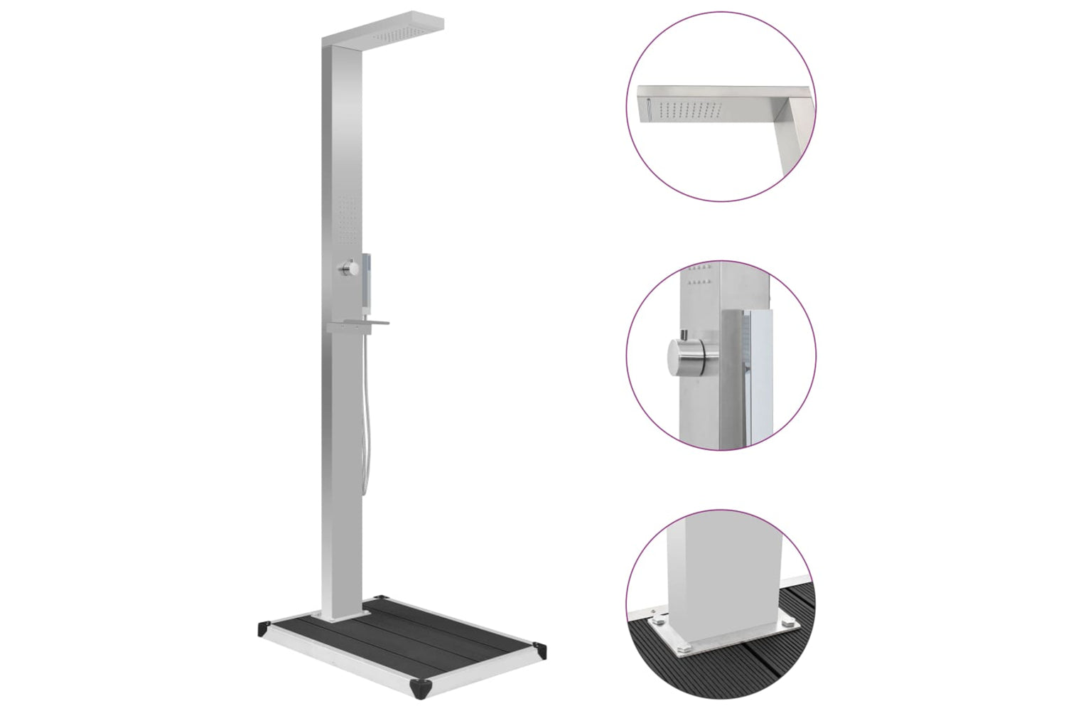 Vidaxl 3051290 Outdoor Shower With Tray Wpc Stainless Steel