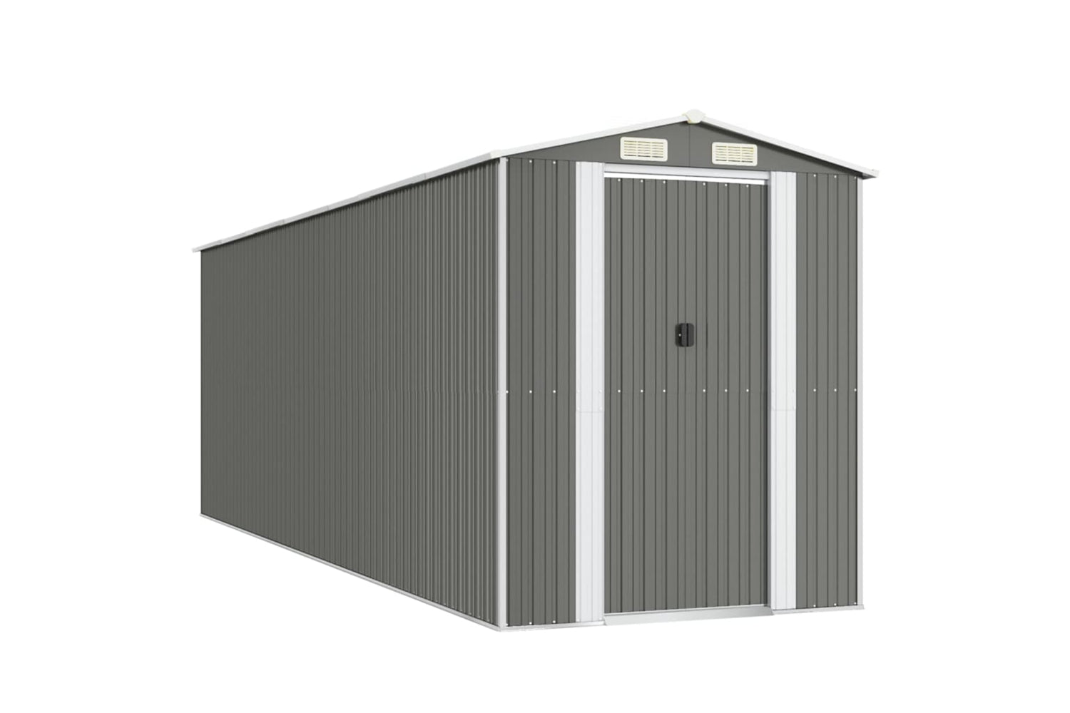 vidaXL 3147443 Garden Shed Light Grey 192x606x223cm Galvanised Steel